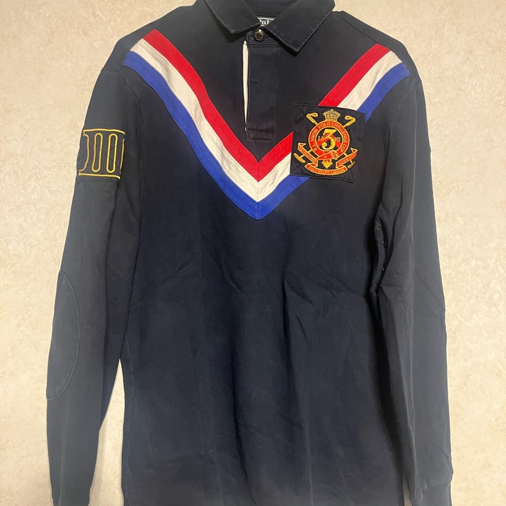 VTG Polo Ralph Lauren Navy‎ Shirt with Chevron and Crest